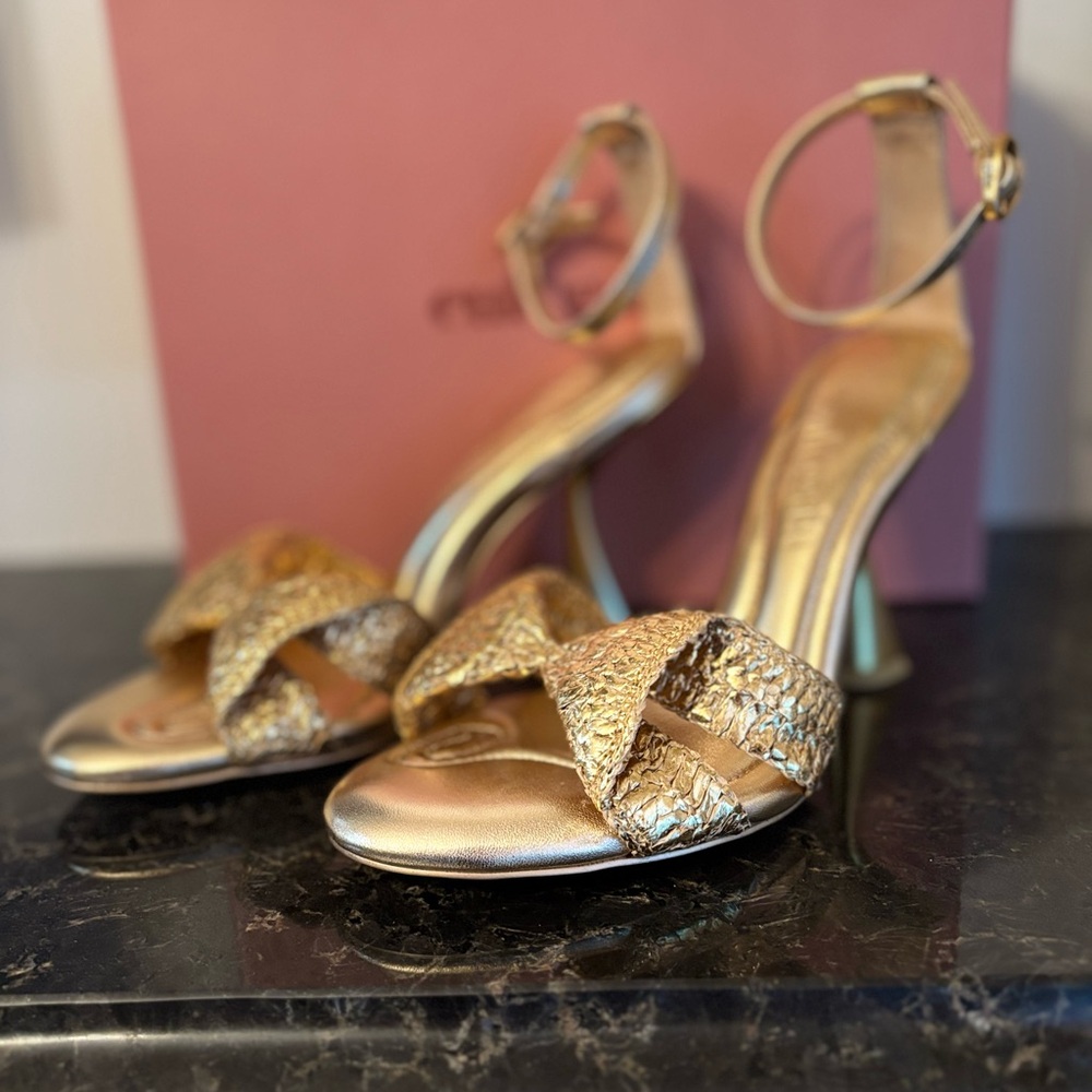 Cult Gaia Gold Textured Heels